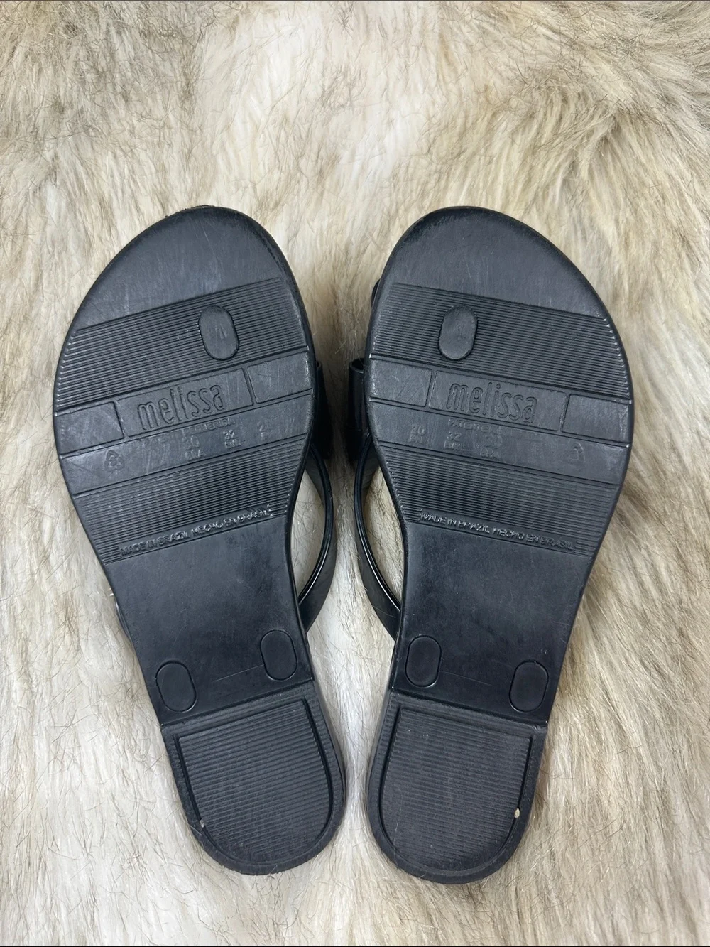 Mini Melissa Mel Black Bow Jelly Sandals Kids EU 32 Made in Brazil